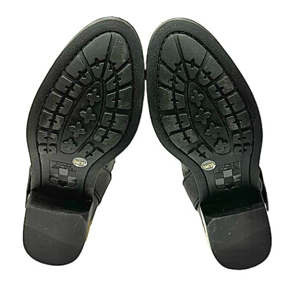 Vince Camuto Knee-High Black Leather Boots Gold Hardware Size 5M Zip - Picture 8 of 10